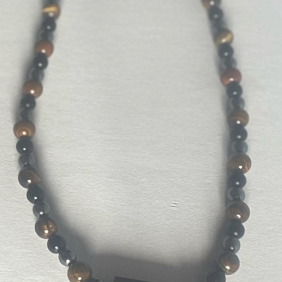 Men’s Tiger Eye Hematite Obsidian Necklace 24inches - Picture 4 of 6